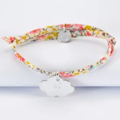 New HappyBulle Bracelet enfant Liberty personnalisé médaille gravée argent nuage 20x14 mm - x Barbapapa Argent rhodié 925