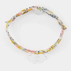 New HappyBulle Bracelet enfant Liberty personnalisé médaille gravée argent nuage 20x14 mm - x Barbapapa Argent rhodié 925