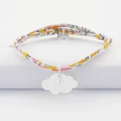 New HappyBulle Bracelet enfant Liberty personnalisé médaille gravée argent nuage 20x14 mm - x Barbapapa Argent rhodié 925