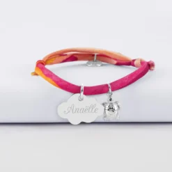 Online HappyBulle Bracelet enfant Liberty personnalisé médaille gravée argent nuage 20x14 mm et breloque(s) summer - à composer Argent rhodié 925