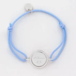 Outlet HappyBulle Bracelet enfant personnalisé cordon médaille réversible Eternelle gravée argent 2 trous 16 mm Argent rhodié 925