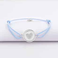 Outlet HappyBulle Bracelet enfant personnalisé cordon médaille réversible Eternelle gravée argent 2 trous 16 mm Argent rhodié 925