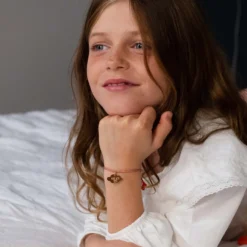 Discount HappyBulle Bracelet enfant personnalisé cordon pailleté médaille gravée plaqué or nuage 20x14 mm Plaqué or 18k