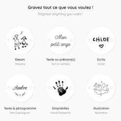 Sale HappyBulle Bracelet enfant personnalisé cordon pailleté médaille réversible Eternelle gravée argent 2 trous 16 mm Argent rhodié 925