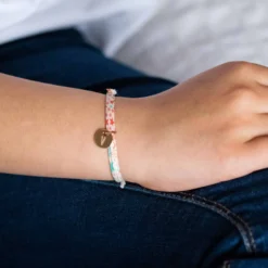 Discount HappyBulle Bracelet enfant personnalisé Liberty médaille gravée plaqué or 10 mm Plaqué or 18k