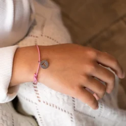 HappyBulle Bracelet enfant personnalisé médaille lettre initiale argent 11mm