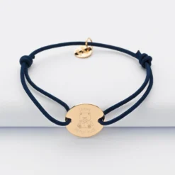 New HappyBulle Bracelet enfant personnalisé médaille gravée plaqué or 2 trous 15 mm - Edition spéciale KIDS Plaqué or 18k