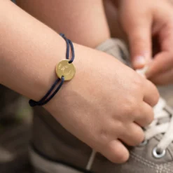 New HappyBulle Bracelet enfant personnalisé médaille gravée plaqué or 2 trous 15 mm - Edition spéciale KIDS Plaqué or 18k