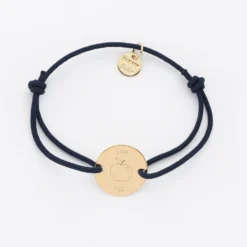New HappyBulle Bracelet enfant personnalisé médaille gravée plaqué or 2 trous 15 mm - Edition spéciale KIDS Plaqué or 18k