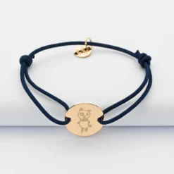New HappyBulle Bracelet enfant personnalisé médaille gravée plaqué or 2 trous 15 mm - Edition spéciale KIDS Plaqué or 18k