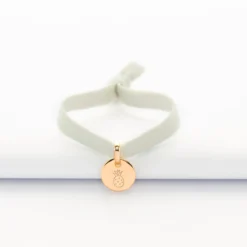 Clearance HappyBulle Bracelet enfant personnalisé cordon élastique médaille gravée plaqué or initiale 10 mm Plaqué or 18k