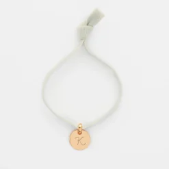 Clearance HappyBulle Bracelet enfant personnalisé cordon élastique médaille gravée plaqué or initiale 10 mm Plaqué or 18k