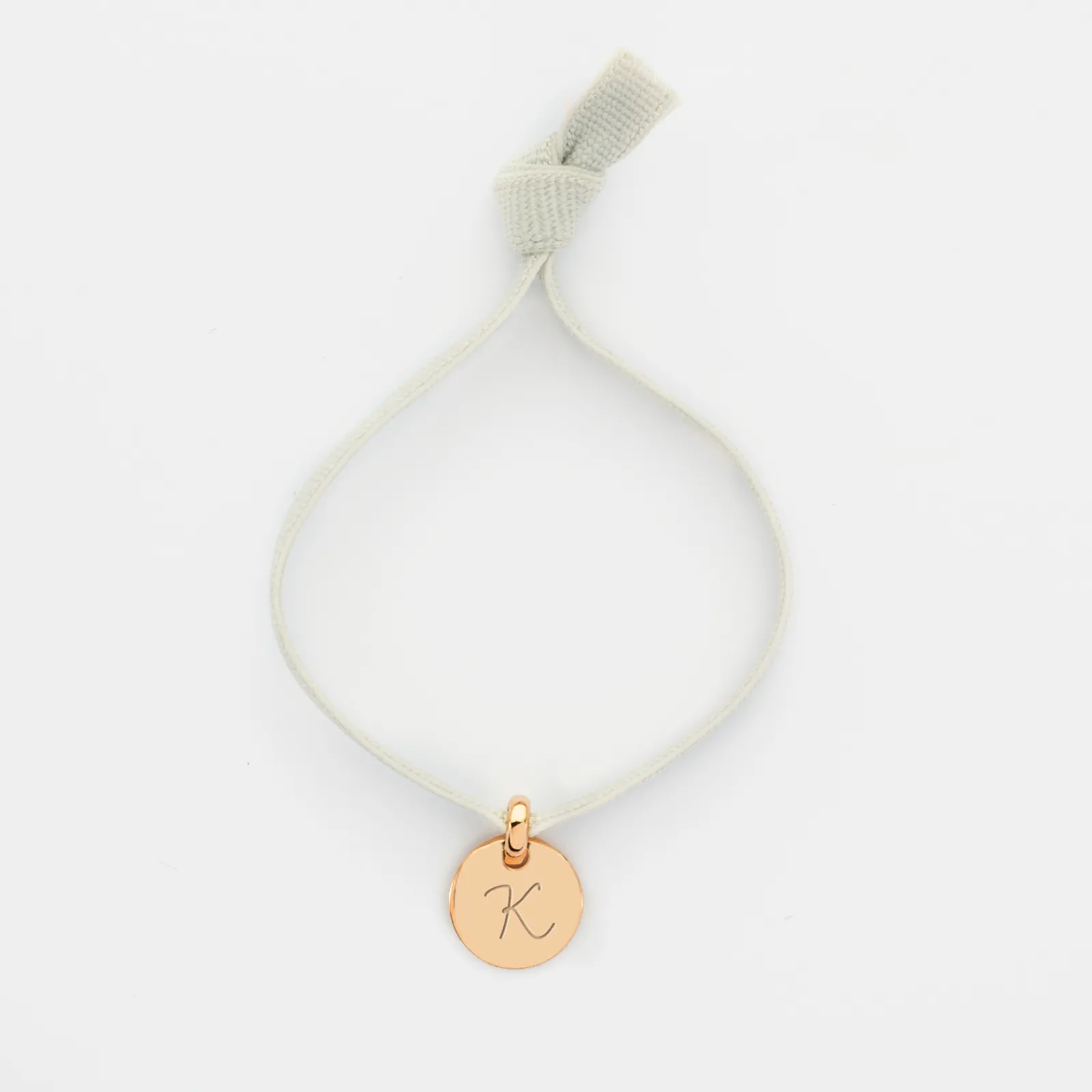 Clearance HappyBulle Bracelet enfant personnalisé cordon élastique médaille gravée plaqué or initiale 10 mm Plaqué or 18k