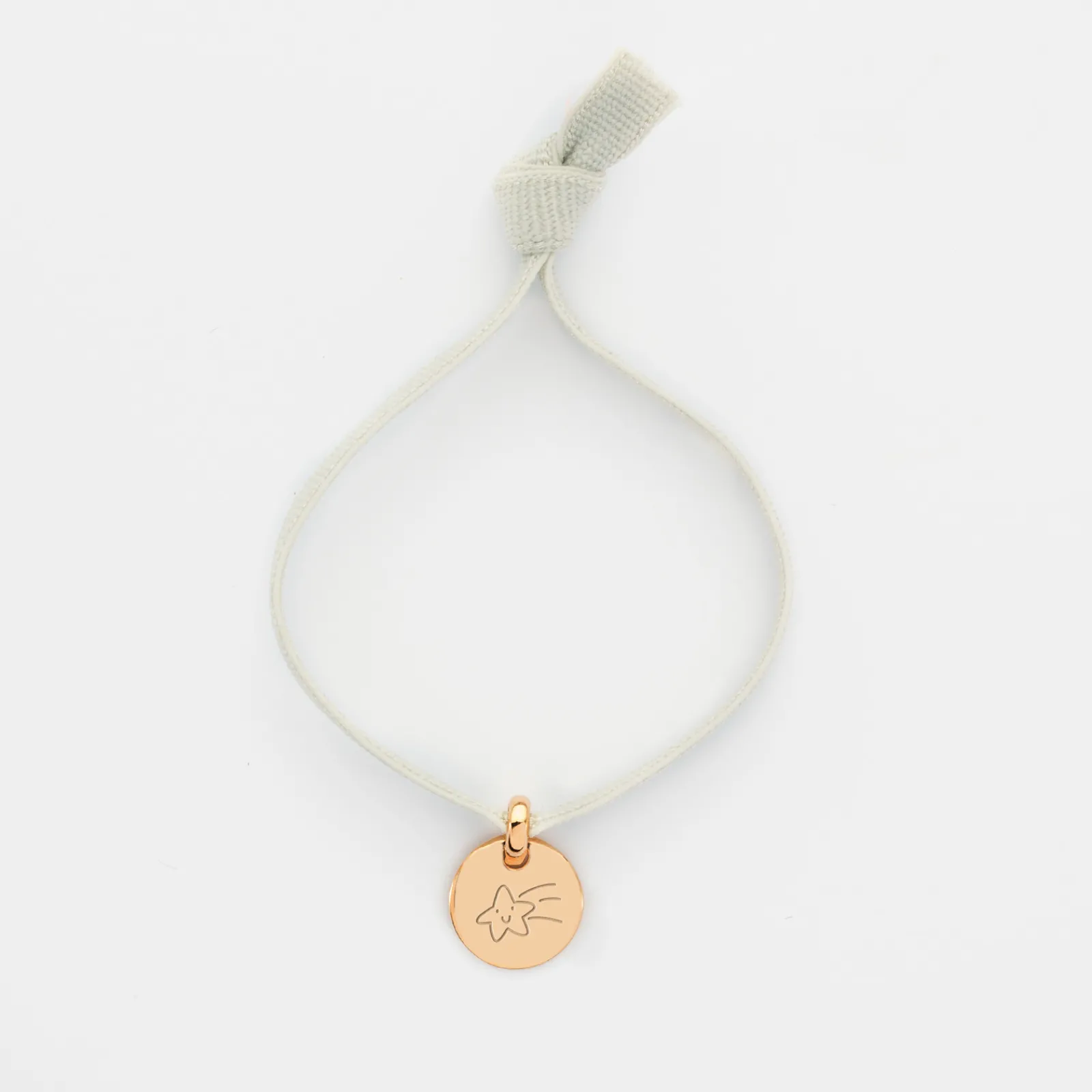 Clearance HappyBulle Bracelet enfant personnalisé cordon élastique médaille gravée plaqué or initiale 10 mm Plaqué or 18k