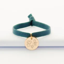 Online HappyBulle Bracelet enfant personnalisé cordon élastique médaille gravée plaqué or 15 mm Plaqué or 18k