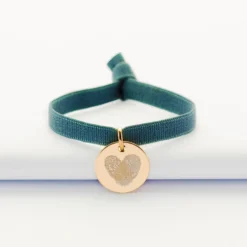 Online HappyBulle Bracelet enfant personnalisé cordon élastique médaille gravée plaqué or 15 mm Plaqué or 18k
