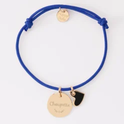 Outlet HappyBulle Bracelet enfant personnalisé médaille gravée plaqué or 15 mm et breloque coeur email 10 mm Plaqué or 18k