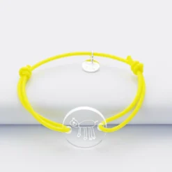 Sale HappyBulle Bracelet enfant personnalisé médaille gravée acrylique ronde 2 trous 17 mm