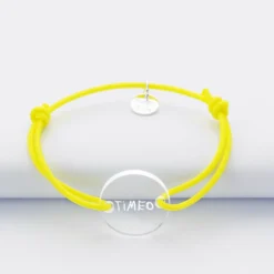 Sale HappyBulle Bracelet enfant personnalisé médaille gravée acrylique ronde 2 trous 17 mm