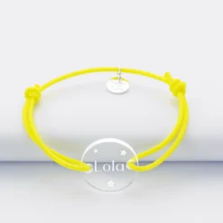 Sale HappyBulle Bracelet enfant personnalisé médaille gravée acrylique ronde 2 trous 17 mm