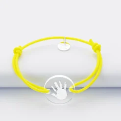 Sale HappyBulle Bracelet enfant personnalisé médaille gravée acrylique ronde 2 trous 17 mm
