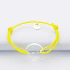 Sale HappyBulle Bracelet enfant personnalisé médaille gravée acrylique ronde 2 trous 17 mm