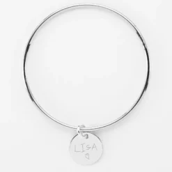 Best HappyBulle Bracelet enfant personnalisé jonc argent médaille gravée 15 mm Argent rhodié 925