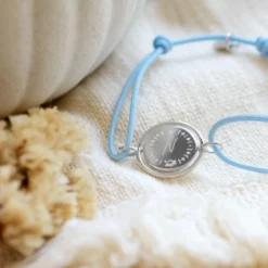 Clearance HappyBulle Bracelet enfant personnalisé cordon médaille réversible Eternelle gravée argent 2 trous 16 mm - x Capucine Argent rhodié 925