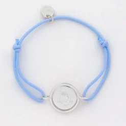 Clearance HappyBulle Bracelet enfant personnalisé cordon médaille réversible Eternelle gravée argent 2 trous 16 mm - x Capucine Argent rhodié 925