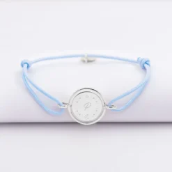Clearance HappyBulle Bracelet enfant personnalisé cordon médaille réversible Eternelle gravée argent 2 trous 16 mm - x Capucine Argent rhodié 925