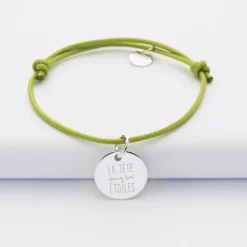 Clearance HappyBulle Bracelet enfant personnalisé médaille gravée argent 15 mm Argent rhodié 925