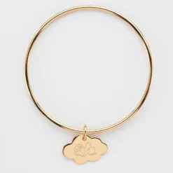 Hot HappyBulle Bracelet enfant personnalisé jonc plaqué or médaille gravée nuage 20x14 mm Plaqué or 18k
