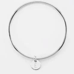 Online HappyBulle Bracelet enfant personnalisé jonc argent médaille gravée initiale 10 mm Argent rhodié 925