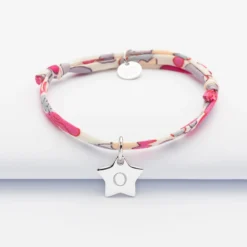 Best HappyBulle Bracelet enfant personnalisé Liberty médaille gravée initiale argent étoile 12 mm Argent rhodié 925