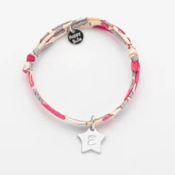 Best HappyBulle Bracelet enfant personnalisé Liberty médaille gravée initiale argent étoile 12 mm Argent rhodié 925