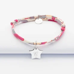 Best HappyBulle Bracelet enfant personnalisé Liberty médaille gravée initiale argent étoile 12 mm Argent rhodié 925