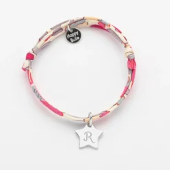 Best HappyBulle Bracelet enfant personnalisé Liberty médaille gravée initiale argent étoile 12 mm Argent rhodié 925