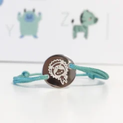Online HappyBulle Bracelet enfant personnalisé médaille gravée argent 2 trous 15mm Argent rhodié 925