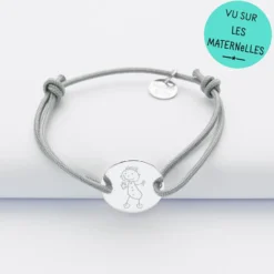Online HappyBulle Bracelet enfant personnalisé médaille gravée argent 2 trous 15mm Argent rhodié 925