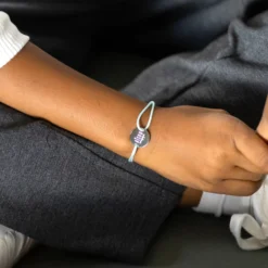 Online HappyBulle Bracelet enfant personnalisé médaille gravée argent 2 trous 15mm Argent rhodié 925