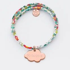 Best HappyBulle Bracelet enfant personnalisé Liberty médaille gravée plaqué or rose nuage 20x14 mm Plaqué or rose 18k