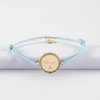 Sale HappyBulle Bracelet enfant personnalisé médaille contour fleur gravée plaqué or 2 trous 15 mm