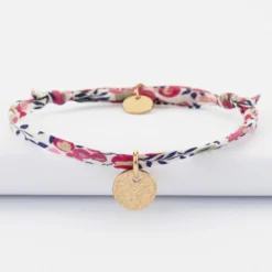 Discount HappyBulle Bracelet enfant personnalisé Liberty médaille martelée gravée plaqué or 10 mm Plaqué or 18k