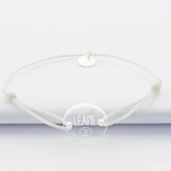 HappyBulle Bracelet enfant personnalisé cordon phosphorescent médaille gravée acrylique