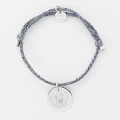 Best HappyBulle Bracelet enfant personnalisé cordon pailleté médaille gravée argent 15 mm - x MyLovelyThing Argent rhodié 925