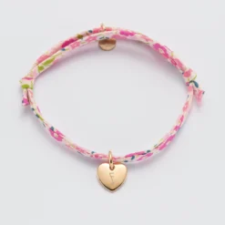 Discount HappyBulle Bracelet enfant personnalisé Liberty médaille initiale gravée plaqué or coeur 10 mm Plaqué or 18k