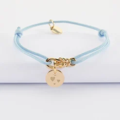 Hot HappyBulle Bracelet enfant personnalisé cordon "Le lien" et médaille gravée plaqué or 10 mm - x Lilylovesfashion Plaqué or 18k