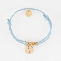 Hot HappyBulle Bracelet enfant personnalisé cordon "Le lien" et médaille gravée plaqué or 10 mm - x Lilylovesfashion Plaqué or 18k