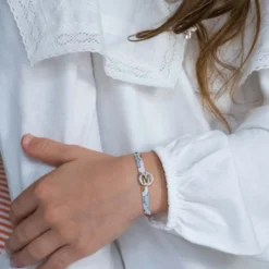 Outlet HappyBulle Bracelet enfant personnalisé Liberty médaille lettre initiale argent 11mm