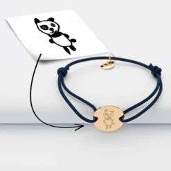 Hot HappyBulle Bracelet enfant personnalisé médaille gravée plaqué or 2 trous 15mm Plaqué or 18k